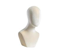 Harilla Bust Mannequin Head Velvet Block Head (17.72inch Tall) Hat Rack Cloth Head Table Training Head for Beginner Stylist Headdress, Beige