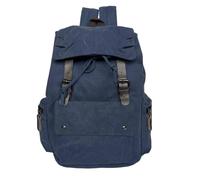 Harilla Canvas Rucksack Backpack Bag Satchel Knapsack With Washed Canvas Body And Pu Accents Ergonomic Shoulder Straps And Laptop Compartment Suitable for school commuting weekend trips, Blue
