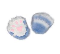Harilla Cat Claw Gloves Kitten Paw Gloves Handwear Men Women Hands Paws Fingerless Gloves Mittens for Halloween Nightclub Masquerade, Blue