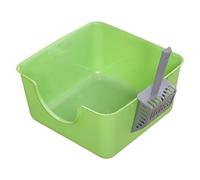 Harilla Cat Litter Box Extra Large Litter Pan Smooth 18cm High Sided Bedpan Cat Toilet Sandbox for Small And Large Cats, green