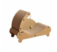 Harilla Cat Scratching Board Cardboard Scratcher Bed Lounge Sofa With Curved Supportive Shape And Wood With Sisal Ball For Interaction Suitable for condos, Moon Chaise Lounge