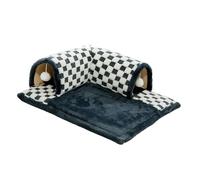 Harilla Cat Tunnel, Foldable Cat Bed, Ball Toy, Removable Mattress, Comfortable, Function, Suitable for Indoor Cats, Black L