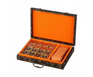 Harilla Chess Board Game Brass Chinese Chess Set Board Pieces Strategy Set With Metal Engraved Tokens And Wooden Board In Storage Case Suitable for collectors home decor office play, Large