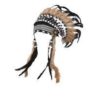 Harilla Chief Indian Hat Realistic Feather Headdress Costume Decor Headwear for Carnival