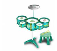 Harilla Children Drum Kids Drum Set Percussion Kit Toy Cymbal With Stool Tilted Drum Surface Stable Tripod Thickened PVC Heads Suitable for music therapy sensory play , Dinosaur Drum Set