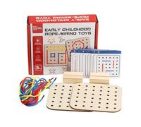 Harilla Children Lacing Game Lacing Board Puzzle Threading Toy Shape Matching Cards Hand Eye Coordination With wood board cotton laces illustrated paper cards