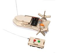 Harilla Children Science Learning Paddlewheel Boat Kit Remote Handheld Steered Watercraft DIY With Foam Hull Wooden Parts Visible Wiring Suitable for