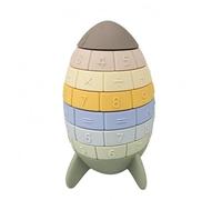 Harilla Children Stacking Blocks Silicone Stacking Toy Number Puzzle Educational Toy Math Symbols Counting Toy Raised Numbers, Morandi Green, Rocket Stacking Toy Color Box Packaging