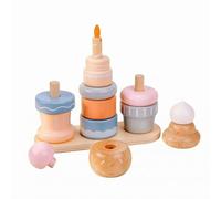 Harilla Children Stacking Game Wooden Dessert Stacker Toy Stacking Blocks Sorting Puzzle Balance Activity With Smooth Pastel Pieces Material Wood Suitable for