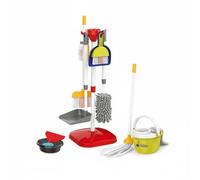 Harilla Children Vacuum Cleaner Pretend Cleaning Tools Toy Set Broom Mop Dustpan Realistic Housekeeping Kit with Organization Holder Suitable for Teaching Home Chores Playroom , Red SET 667-74
