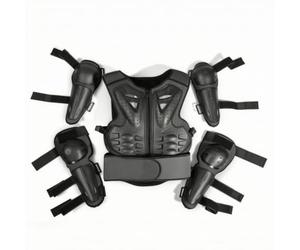 Harilla Children Vest Kids Body Set With Zip Chest Vest Rigid Outer Plates Back Cushion Segments Customizable Straps Four Guards For arms and legs Ventilated , Black