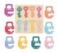 Harilla Children Wooden Cognitive Puzzle With Key Lock Matching Shape Sorter Board Learning Toy For Problem Solving Water Based Paint suitable for classroom centers