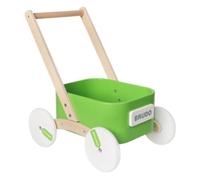 Harilla Children Wooden Push Cart Trolley with Molded Body and Smooth Rollers for Assisted Walking and Storage Pretend Play Indoor use, Array, Green