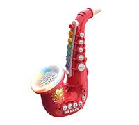 Harilla Children's Toy Musical Instrument Trumpet / Saxophone / Clarinet with Colored Coded , Key for Boys And Girls Age 3 And Up , Saxophone Red