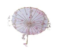 Harilla Chinese Japanese Oiled Paper Umbrella 32" Oriental Parasol for Stage Performance, Pink