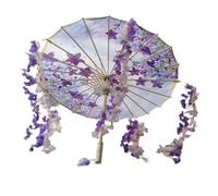 Harilla Chinese Japanese Oiled Paper Umbrella 32" Oriental Parasol for Stage Performance, Purple and Pink