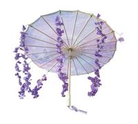 Harilla Chinese Japanese Oiled Paper Umbrella 32" Oriental Parasol for Stage Performance, Purple Butterfly