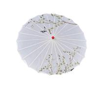 Harilla Chinese Oiled Paper Umbrella Decoration Classical Decorative Art Handmade Oriental Oil Paper Parasol for Costumes Party, White