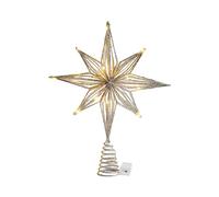 Harilla Christmas Tree Toppers Decoration with Lights 3D Modern Ornament for Home Bar Lighted Christmas Treetop Ornament, 25cm Champagne