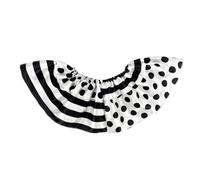 Harilla Clown Costume Collar Ruffle Neckwear Costume Accessory Prop Smooth Polyester With Elastic Gathered Collar Contrast Stripe Dot Panels for Halloween, Black White, One Size