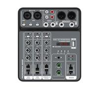 Harilla Compact 4 Channel Mixer Sound Console System with 48V Power for Studio and Events