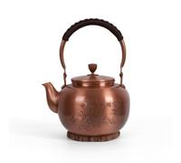 Harilla Copper Kettle Antique Tea Kettle Vintage Teapot Traditional Stovetop Pot Floral Engraved Body Copper Beeswax Construction Arched Handle Snug Fitting Lid Suitable for Kitchen Shelf Decoration