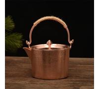 Harilla Copper Kettle Hammered Tea Kettle Bucket Pot Pitcher with Lid and Side Warm Copper Finish with Fiber Wrapped Handle for Grip Suitable for Daily, 1 Liter, Original Color