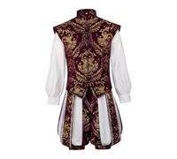 Harilla Costume,Medieval King suits for Show Carnival Theater, Red, 2XL