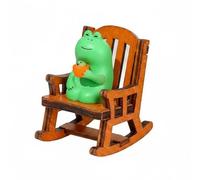 Harilla Decorative Frog Figurine with Rocking Chair Desk Ornament | Desktop Display Made of PVC and Wood for Lighthearted Mood Suitable for Study Bedroom Living Room, Coffee Frog + Yellow Chair