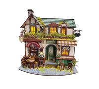 Harilla DIY Wooden Miniature Dollhouse Mini House Model DIY Crafts Tiny House Building Set with Accessories for Birthday Gift Kids