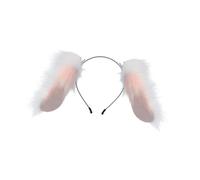 Harilla Dog Ears Headband Funny Decor Animal Ears Hair Hoop for Party Supplies Halloween, White