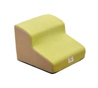 Harilla Dog Stair 2 Steps Dog Ladder Portable Non Slip Removable Washable Cover Pet Stairs for Older Dogs Pet Ramp for High Bed Car, Yellow and Khaki
