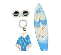 Harilla Doll Clothes Necklace for 17 cm Dolls Summer Outfits Set Adorable Dress up Miniature Decor Mini Polka Dot Swimwear Sunglasses, Blue