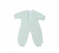 Harilla Doll Pajama Suit OB11 Romper Clothes Outfit With Front Button Style and Lace Trim Cloth Material suitable for hobby crafting sewing customization doll , Asi2 Asi3 , Green Stripes