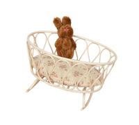 Harilla Dollhouse Baby Doll Bed Miniature Baby Doll Cradle Bed 1/12 Scale Simulation Accessories Dollhouse Crib Bed for Dollhouse, Brown Bunny
