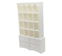 Harilla Dollhouse Bookshelf Mini Storage Hutch Accessories Showcase Multi Functional Collection Decor DIY Cabinet Cupboard for 1/12, White