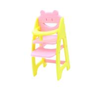 Harilla Dollhouse High Chair 1/12 Scale Adorable Realistic Doll House Accessories Doll Furniture Model for Photo Props Mini House, Pink Yellow