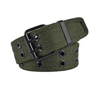 Harilla Double Grommets Belt with Holes Canvas Belt Webbing Waist Belt Fashion Waistband Jeans Belt for Street Trousers Accessories, Green, 120cm