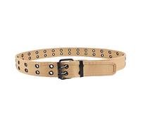 Harilla Double Grommets Belt with Holes Canvas Belt Webbing Waist Belt Fashion Waistband Jeans Belt for Street Trousers Accessories, Khaki, 120cm