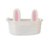 Harilla Easter Bunny Basket Bag Gift Baskets Sturdy Reusable Storage Basket Bucket Tote for Fruit Cookies Gifts Toys, pink and white