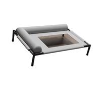 Harilla Elevated Pet Bed with Pillow Dog Cool Bed Indoor Outdoor Raised Dog Cot Dogs Cooling Mat Removable Cat Beds Dogs Sun Lounger for Pets Cats Puppy,Gray L,83cmx63cm