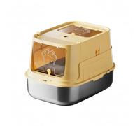 Harilla Enclosed Litter Container Hooded Litter Litter Pan Stainless Steel Tray With Flip Top Ventilated Lid Odor Control suitable for indoor cats apartment living modern homes, Yellow