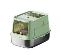 Harilla Enclosed Litter Container Hooded Litter Litter Pan Stainless Steel Tray With Flip Top Ventilated Lid Odor Control suitable for indoor cats apartment living modern homes, Green