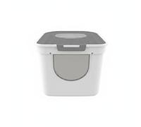 Harilla Enclosed Litter Tray Cat Covered Litter Pan Top Entry Litter House With Textured Lid Food Grade PP Material For Paw Cleanliness And Odor Control, Gentleman Gray, Extra Large