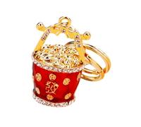 Harilla Feng Shui Bucket of Good Fortune Keychain,Ingot Keychain,Harmony Good Luck Charm Wealth Decorative Yuan Bao Amulet Keychain, Red