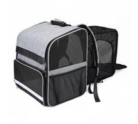 Harilla Foldable Carrier Pet Backpack Carrier Bag Crate With Expandable Rear Mesh And Cooling Vent Panels Oxford Material With Iridescent Viewing Window, Gray
