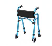Harilla Foldable Walking Aid Rolling Support with Seat Aluminum Alloy Frame Lightweight Wheeled Space Saving Folded Size Suitable for Elderly Users Rehabilitation, with Fabric Bag