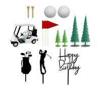 Harilla Golf Birthday Cake Toppers Golf Cake Decorations Creative Supplies Portable Cake Inserts for Father's Day Valentine's Day, White Golf Cart
