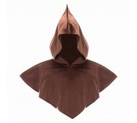 Harilla Halloween Cosplay Cape Hooded Cloak Costume Mantle Suede With Dramatic Look Triangular Hem Lightweight Feel Suitable for parties theater festivals, Brown, One Size