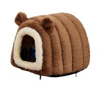 Harilla Hamster Bed Hideout House Winter Warm Anti Slip Nest Guinea Pig House for Sugar Glider Dwraf Hamster Squirrel Cage Supplies, Brown